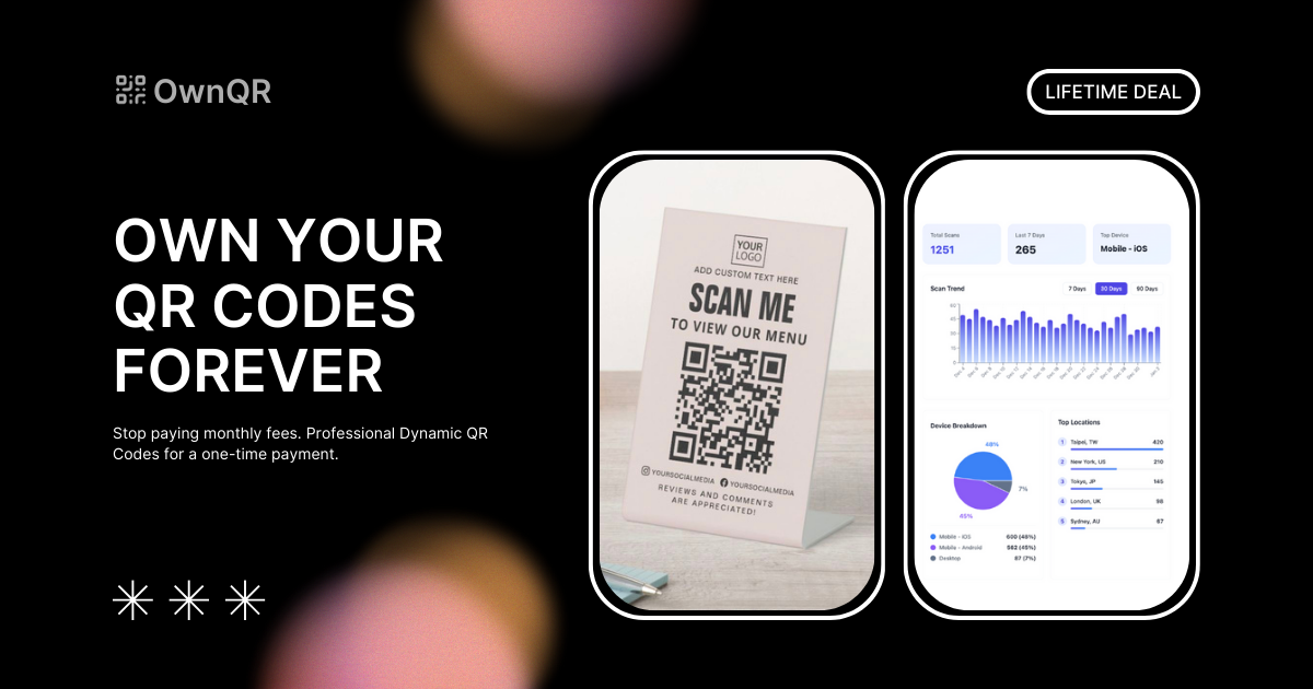 OwnQR - $15 Lifetime Dynamic QR Code | No Subscriptions